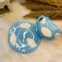 Japanese Style Cloud Printed Ceramic Cup & Saucer